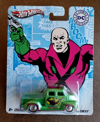 2011 Hot Wheels '50s CHEVY LEX LUTHOR Green  Nostalgia: DC Comics Moon Dish 1:64 - Image 1 of 4