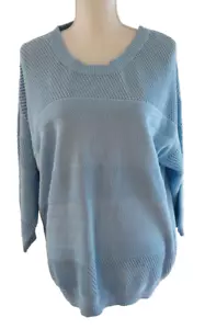 Calvin Klein Sweater Womens XL relaxed oversized Crochet Knit Mesh Pale Blue NWT - Picture 1 of 8