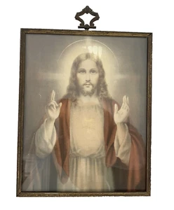 Herz Jesu christlich katholisch religiös Vintage gerahmter Druck - Bild 1 von 8