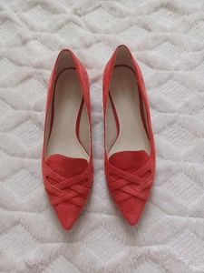 Cole Haan Red Suede Leather Point Toe Low Block Heel Pumps Flats Size 7 - Picture 1 of 12