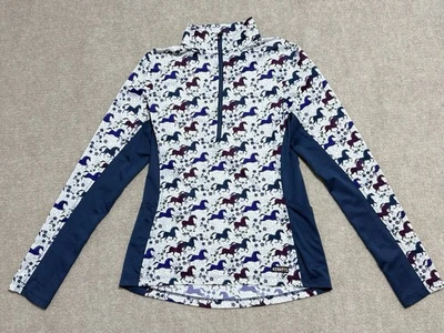 Kerrits UV Sport Shirt Oyster Horses N Bits Women's Size XS Equestrian Floral - Image 1 of 4