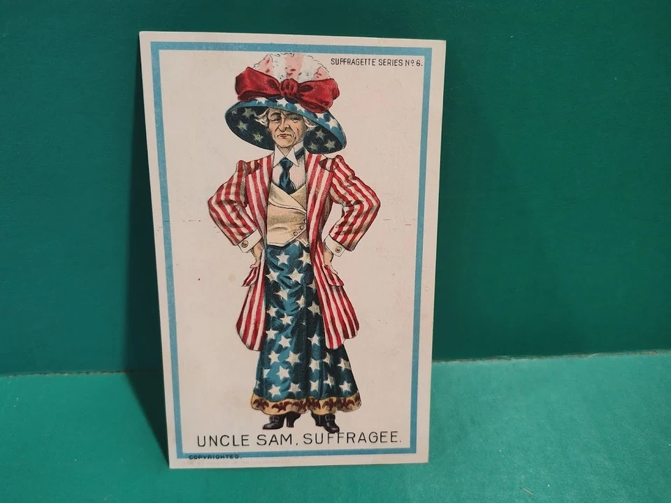 POSTAL TEMPRANA SUFRAGIO FEMENINO TÍO SAM ¿Tío Sam en Drag?? Anti ? Foto 1 de 2