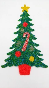 Vintage Popcorn Christmas Tree Melted Plastic Wall Hanging Holiday Door 24" Tall - Picture 1 of 8