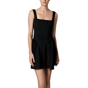 Line & Dot Womens Black Mini Pleated Square Neck Fit & Flare Dress M BHFO 3069 - Picture 1 of 1