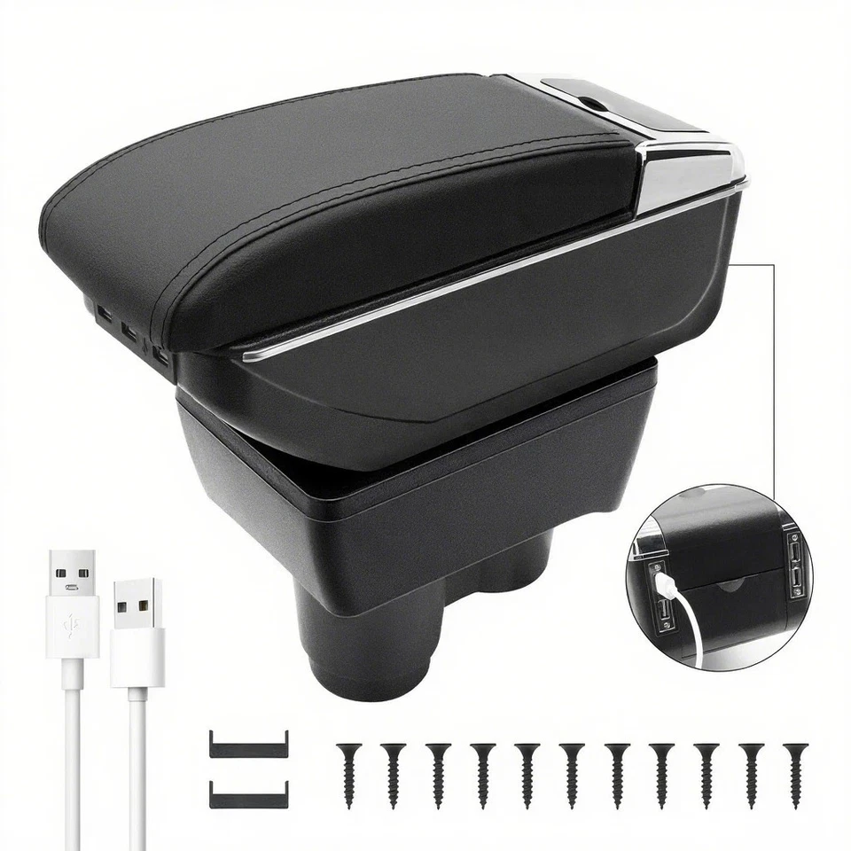 Caja apoyabrazos espacial doble capa apta para Renault Duster 2019-2022 con 7 puertos USB Foto 1 de 4