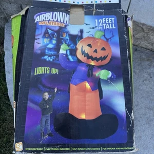 Cabeza de calabaza inflable Gemmy Airblown 12 pies Halloween decoración de patio por favor leer - Imagen 1 de 13