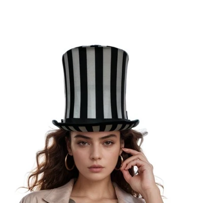 Sombrero de copa a rayas blanco negro adulto talla única Beetlejuice Foto 1 de 2