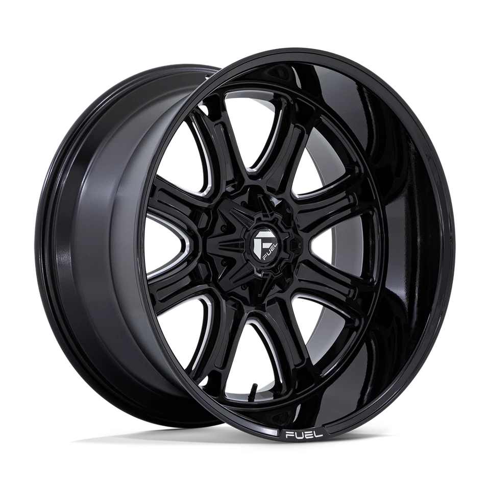 Rueda de 22" Fuel Darkstar 22x9 8x6,5 1 mm negra brillante fresada para Chevy GMC Ram Ford Foto 1 de 4