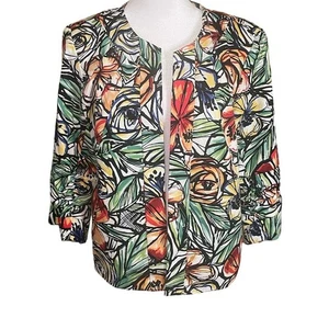 Coldwater Creek Floral Print Open Front 3/4 Sleeve Blazer - Size 12 Petite - Picture 1 of 5