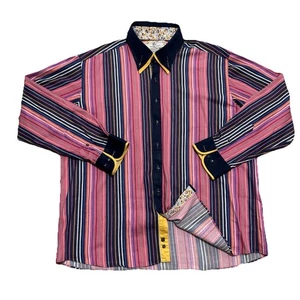 Claudio Lugli Italy Pure Cotton Long Sleeve Striped Shirt Mens 4XL (27”PTP) - Picture 1 of 9