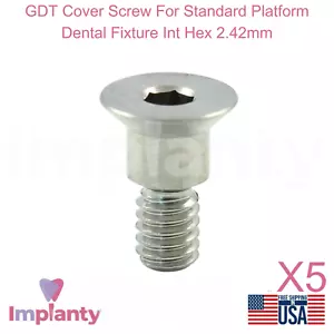 5x GDT Coperchio Vite Piattaforma Standard Apparecchio Dentale Int Esagonale 2,42mm Titanio - Foto 1 di 5