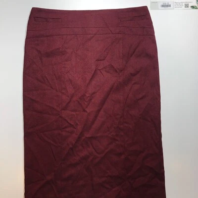 Falda 7th Avenue New York & Company Talla 10 Rojo Estampado Lápiz 26.5" Ribete Bolsillo Foto 1 de 4