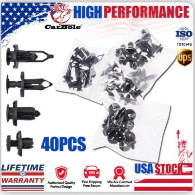 40PACK Car Body Plastic Push Pin Rivet Fasteners Trim Moulding Clip Assortments - Image 1 of 4