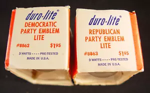 RARE SET OF AEROLUX / DURO-LITE POLITICAL PARTY EMBLEMS IN THE ORIGINAL PACKAGES - Picture 1 of 6