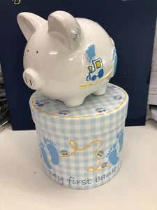This Little Piggy Money Box Gift Boxed Pig BLUE - SALE - Picture 1 of 1