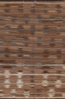 Tribal Reversible Kilim Oriental Area Rug 5x7 Natural Dye Flat-Woven Wool Carpet - Image 1 of 4