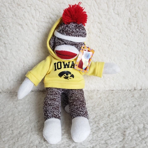 Plushland Iowa Hawkeyes Sock Monkey Plush 11" Yellow Hoodie 2012 Licensed NOS Cover