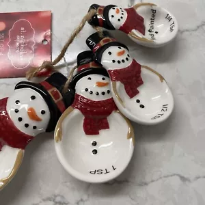 St. Nicholas Square Yuletide Snowman 4-pc. Ceramic Measuring Spoon Set NWT - Picture 1 of 7