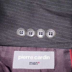 Pierre Cardin Blazer Mens 50L Gray Pinstripe Suit Jacket Sport Coat Interview
