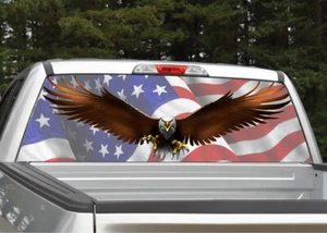 Bald Eagle #3 Spread Flying American Flag Rear Window Decal Graphic - Truck SUV - Picture 1 of 3
