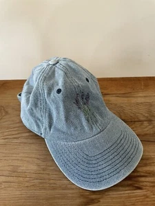 Cappello Chambray denim lilla ricamato berretto baseball floreale H&M taglia unica - Foto 1 di 8