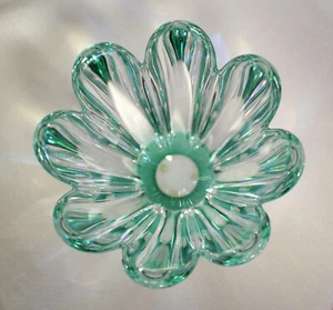 Orrefors Signed Green, Clear, Sommerso Mayflower 8 Petal Bowl, Jan Johansson - Picture 1 of 8