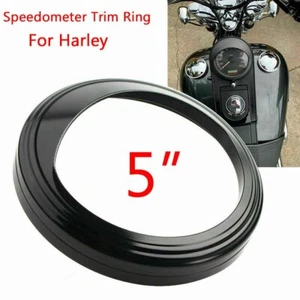 5" Black Aluminum Speedometer Trim Ring Visor Bezel For Harley Fatboy Road King - Picture 1 of 5