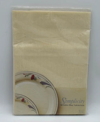 New Vintage Simplicity Wrinkle-Free Tablecloth Square 52"X52" Ivory - Image 1 of 4