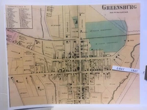 1876 Greensburg Pa Atlas Mapa Grandes Detalles 40 Lotes Identificados Color + NUEVO Póster - Imagen 1 de 1
