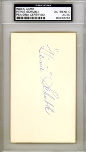 Heinie Schuble Autographed 3x5 Index Card Tigers, Cardinals PSA/DNA #83936261