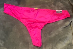 Neu mit Etikett Cacique Hot Pink seidig weich Nylon Satin Glanz Tanga Höschen Gr. 14/16 XL - Bild 1 von 9
