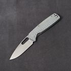 Asher Knives Spiro Silver Spacer - Carbon Fiber / S90V