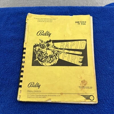 Bally Rapid Fire Pinball Manual Original Vintage Schematics Arcade Book D1 - Image 1 of 4