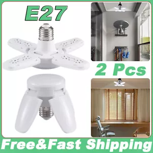 2X LED Garage Light Bulb 28W Deformable Ceiling Fixture Lights Workshop Lamp E27 - Picture 1 of 12