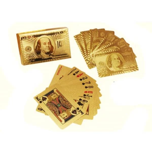 Set Of 2 $100 Gold & Silver Poker Playing Cards Deck Regular With Wooden OD - Picture 1 of 12