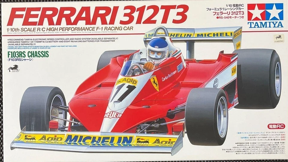 TAMIYA 1/10 RC Ferrari 312T3 F-1 Racing Car Model Kit F103 RS Chassis 49191 - Image 1 of 4