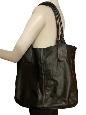 Alberta Di Canio Soft Black Genuine Leather Tote Shoulder Bag Purse - Image 1 of 4