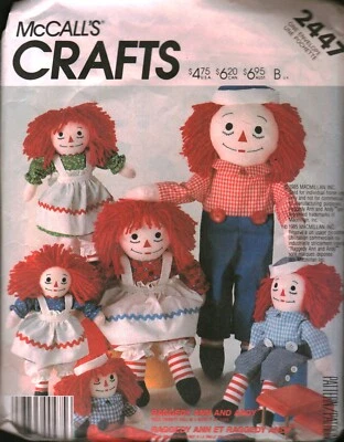2447 5499 McCalls SEWING Pattern Pattern Stuffed Dolls 15' 20' 25" Raggedy Ann - Image 1 of 2