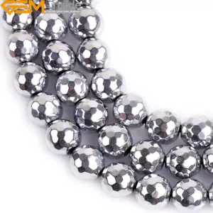 15" Hematite Spacer Beads - Faceted Silver Metallic Beads for Jewelry Making - Picture 1 of 46