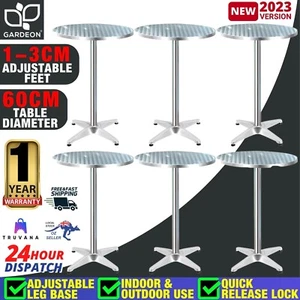6pcs Adjustable Aluminium Outdoor round Bar Table Aluminium Cafe Table Round - Picture 1 of 12