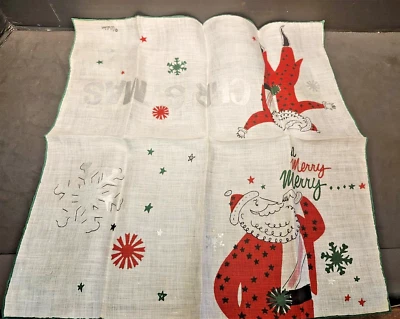 Welcher Christmas Hanky Handkerchief Santa Claus Appears Unused NICE Vintage - Image 1 of 4