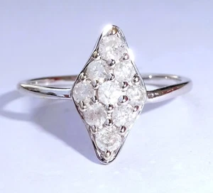 9ct White Gold 0.75ct Diamond Cluster Marquise Shaped Ring, Size P - Picture 1 of 13