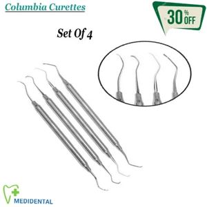 Set de 4 Quirúrgicas Universal Columbia Curetas Instrumentos de Implantaria CE - Imagen 1 de 1