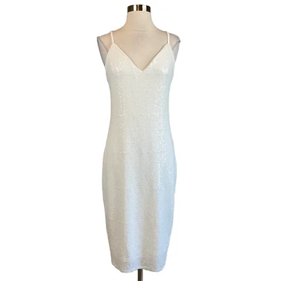 Vestido de cóctel para mujer AQUA talla 8 blanco lentejuelas tiras espalda funda midi Foto 1 de 4