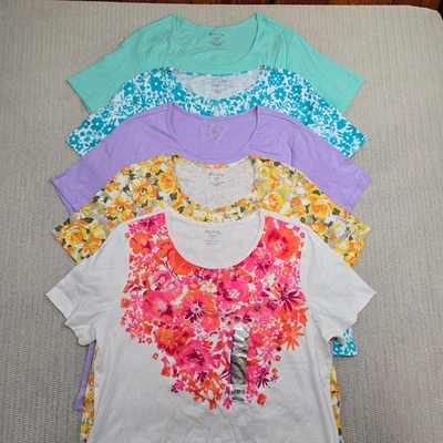 White Stag Shirt Lot of 5 Womens 2XL Cotton Round Neck Short Sleeve Pullover Top - Image 1 of 4