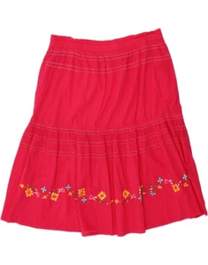 BENETTON Womens A-Line Skirt UK 10 Small W32 Pink Floral Cotton BY30 - Picture 1 of 3