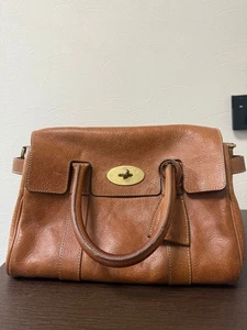 Mulberry Bayswater Hand Bag Brown Gold Satchel Double Handle Japan Authentic - Picture 1 of 5
