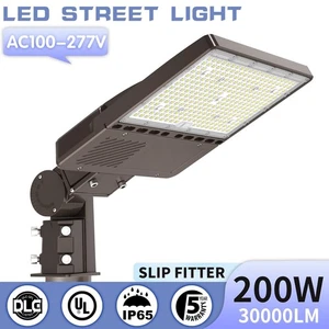 Commercial LED Parking Lot Pole Light 200W Street Area Shoebox Fixture Photocell - Picture 1 of 12