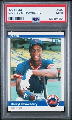1984 FLEER #599 DARRYL STRAWBERRY ROOKIE RC PSA 9 - Image 1 of 2