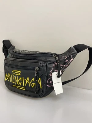 BALENCIAGA Waist Bag Leather Black All-Over Print 529550・1080・X・535269    from J - Image 1 of 4